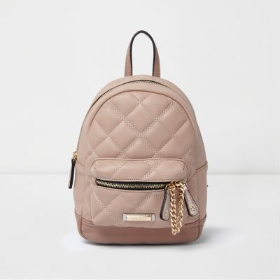 Pink mini quilted backpack